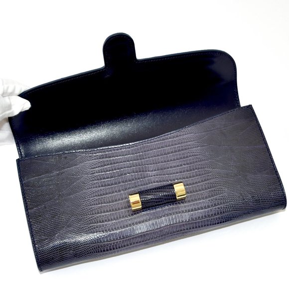 YVES SAINT LAURENT EXOTIC LIZARD CLUTCH HANDBAG - Picture 10 of 16